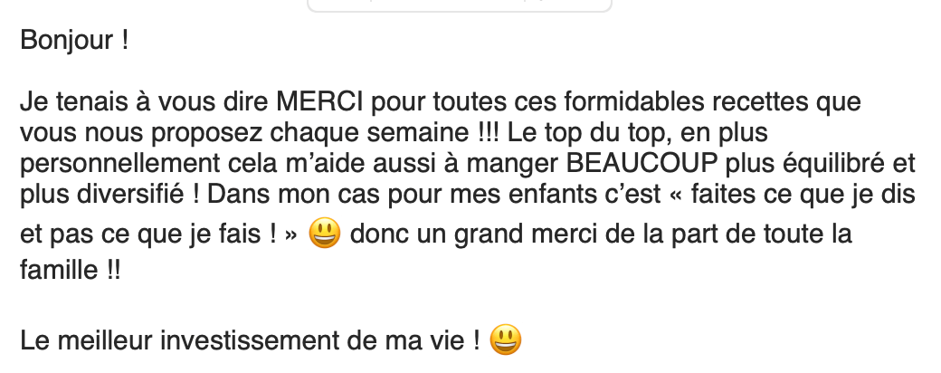 témoignage plate-forme recettes enfants