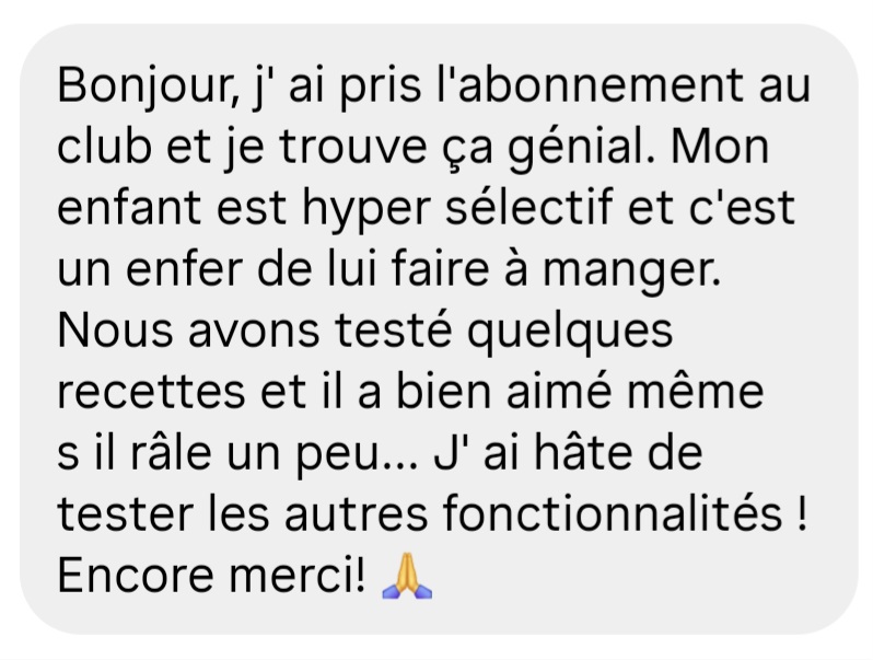 Témoignage plate-forme recettes enfants
